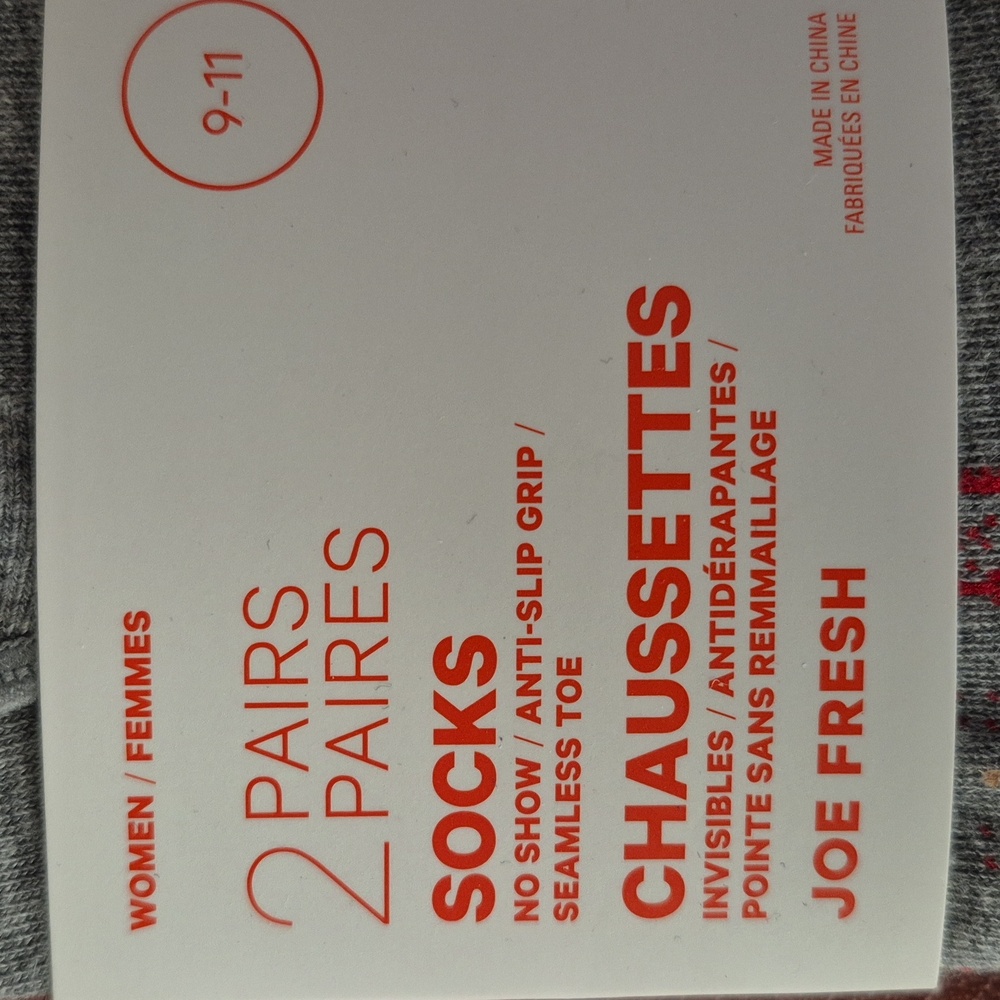 Joe Fresh Set Of 2 Grey No Show Socks, New With Tags - Picture 2 of 5